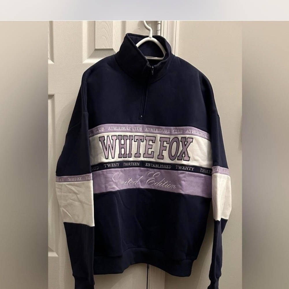 White Fox Breaking Ground Zip Front Sweater Navy Limited Edition Sweatshirt